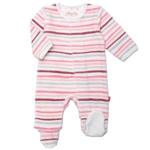 Velour striped magnetic me footie